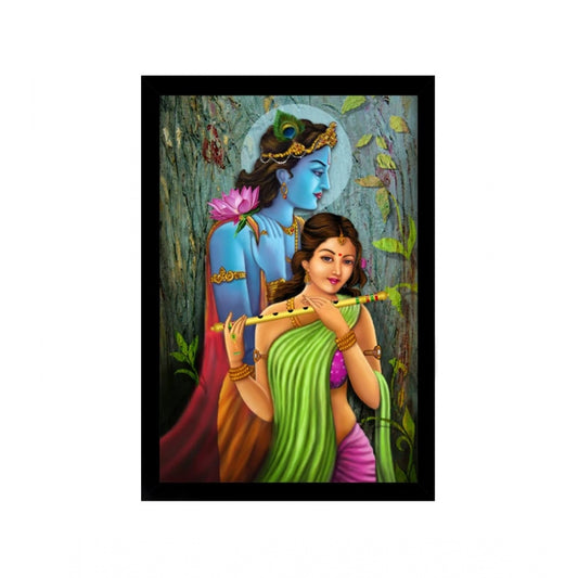Amfyn Radha Krishna Painting with Synthetic Photo Frame (Multicolor)