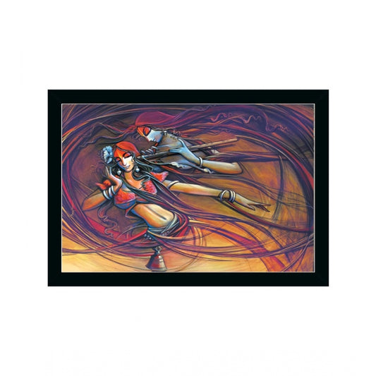 Fashion Radha Krishna Painting with Synthetic Photo Frame (Multicolor)