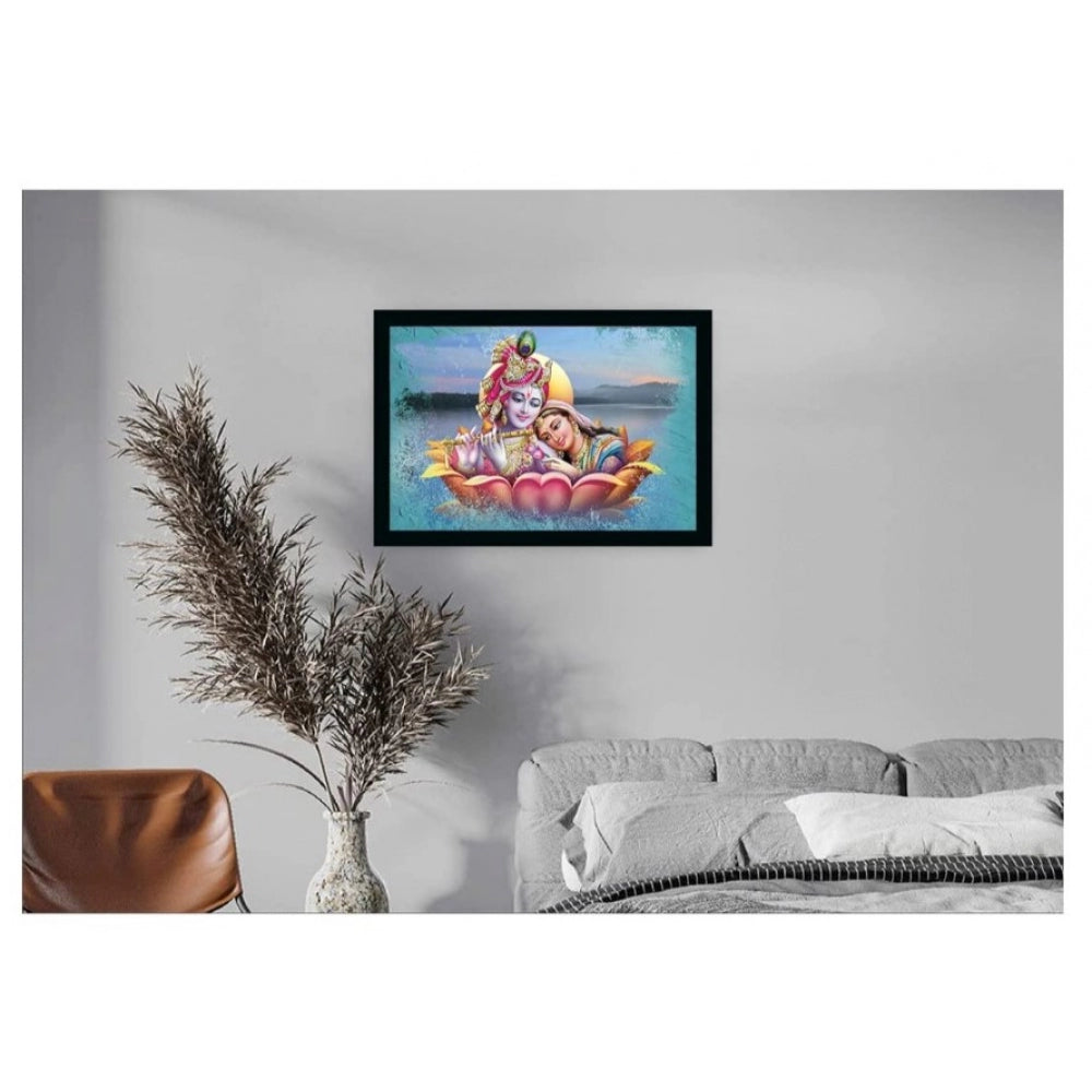 Fashion Radha Krishna Painting Vinyl Sparkle Coated with Synthetic Photo Frame (Multicolor)