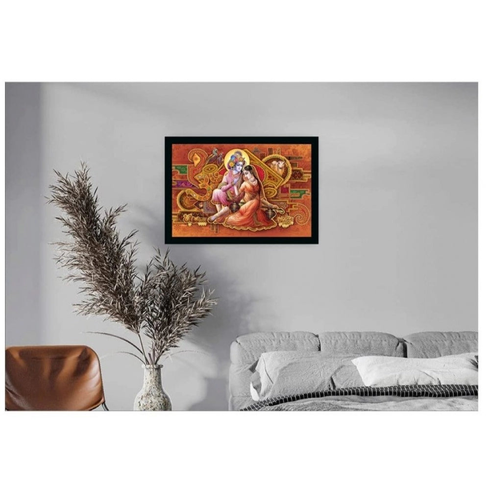 Fashion Radha Krishna Painting with Synthetic Photo Frame (Multicolor)