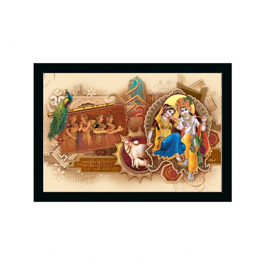 Fashion Radha Krishna Painting with Synthetic Photo Frame (Multicolor)
