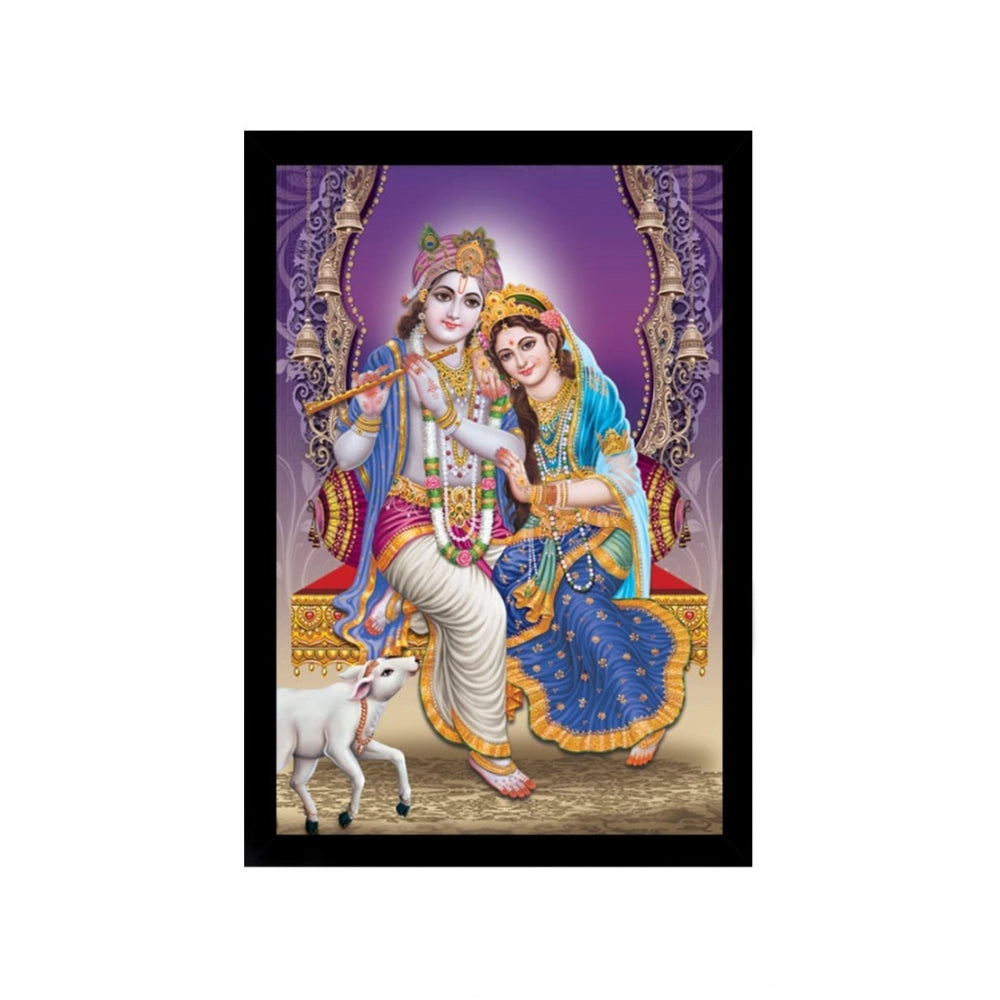 Amfyn Radha Krishna Painting with Synthetic Photo Frame (Multicolor)