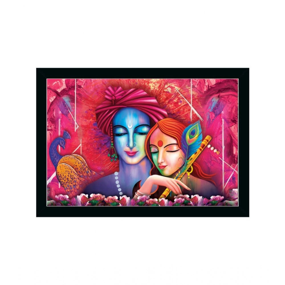 Amfyn Radha Krishna Painting with Synthetic Photo Frame (Multicolor)