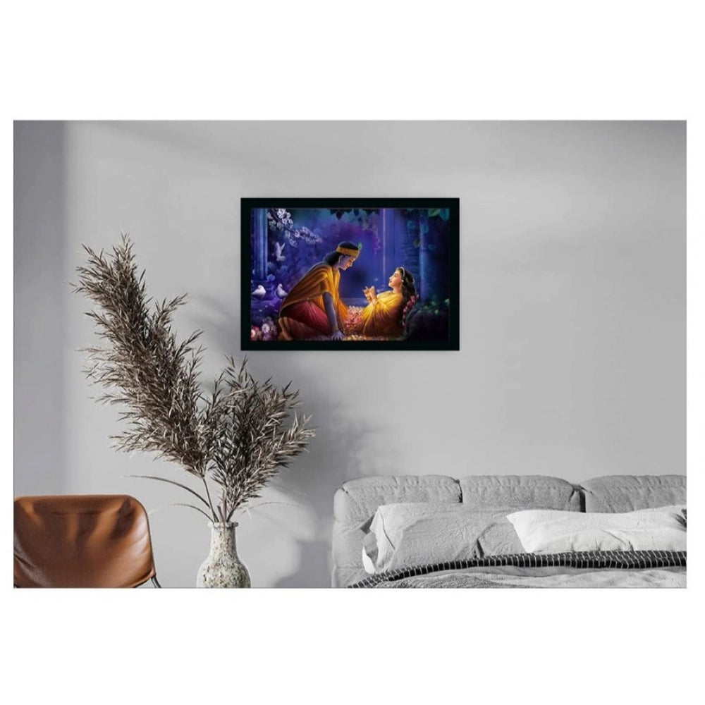 Amfyn Radha Krishna Painting Vinyl Sparkle Coated with Synthetic Photo Frame (Multicolor)