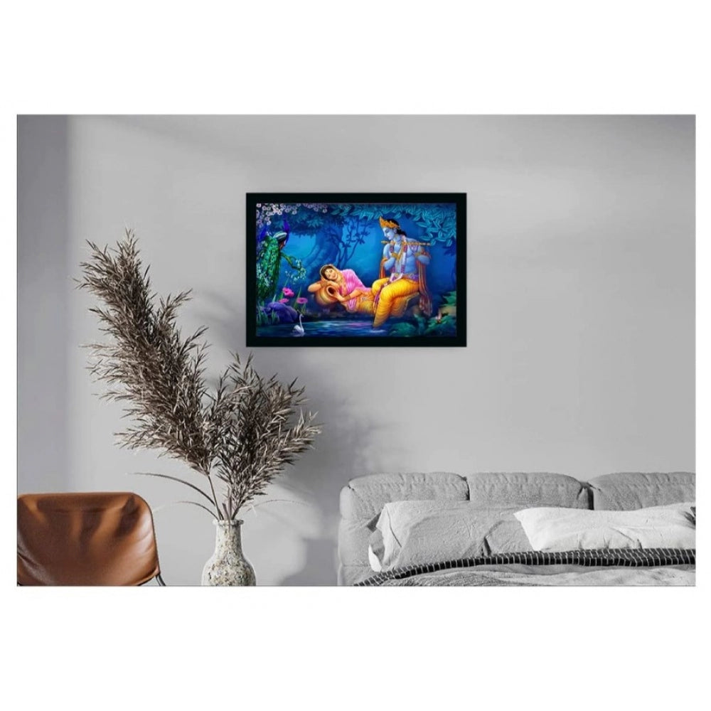 Amfyn Radha Krishna Painting with Synthetic Photo Frame (Multicolor)