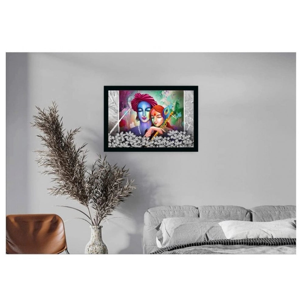 Amfyn Radha Krishna Painting with Synthetic Photo Frame (Multicolor)