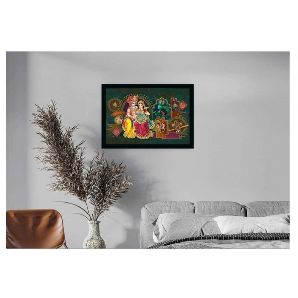 Amfyn Radha Krishna Painting with Synthetic Photo Frame (Multicolor)
