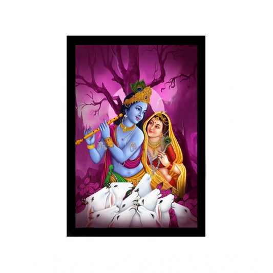 Amfyn Radha Krishna Painting with Synthetic Photo Frame (Multicolor)