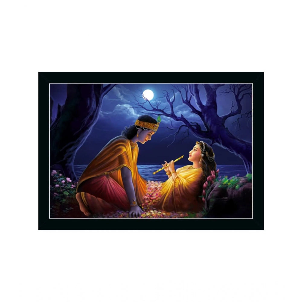 Amfyn Radha Krishna Painting with Synthetic Photo Frame (Multicolor)