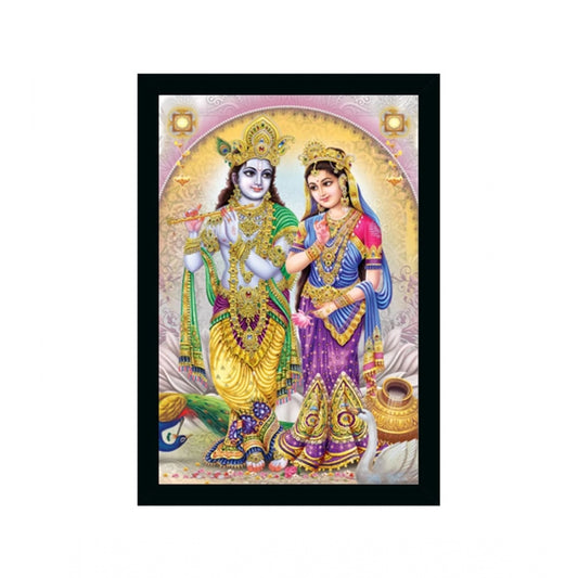 Amfyn Radha Krishna Painting Vinyl Sparkle Coated with Synthetic Photo Frame (Multicolor)