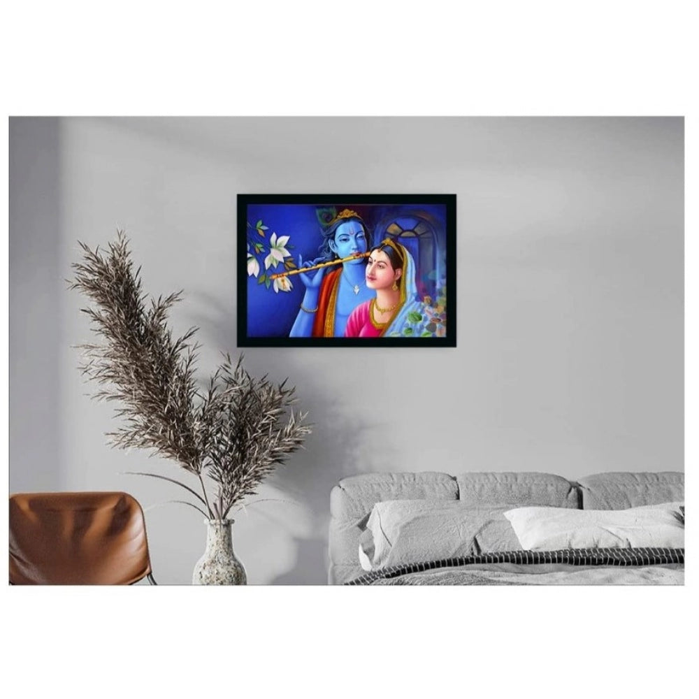Amfyn Radha Krishna Painting with Synthetic Photo Frame (Multicolor)