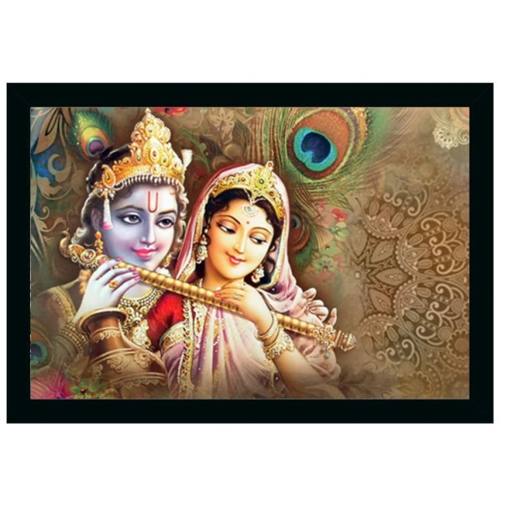 Amfyn Radha Krishna Painting Vinyl Sparkle Coated with Synthetic Photo Frame (Multicolor)