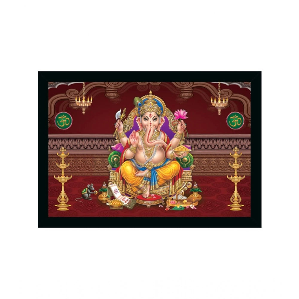 Amfyn Ganesh Photo with Synthetic Photo Frame (Multicolor)