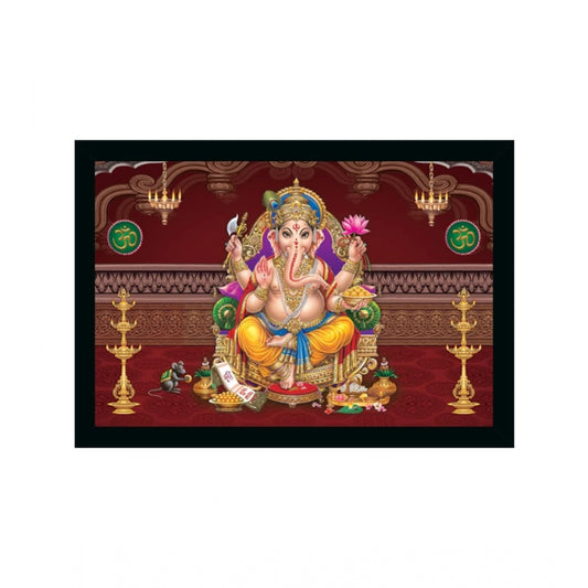 Amfyn Ganesh Photo with Synthetic Photo Frame (Multicolor)