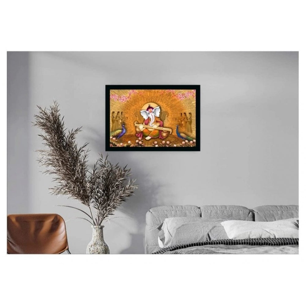 Amfyn Ganesh Photo with Synthetic Photo Frame (Multicolor)