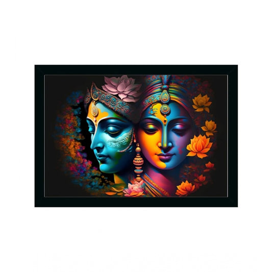 Amfyn Radha Krishna Painting with Synthetic Photo Frame (Multicolor)
