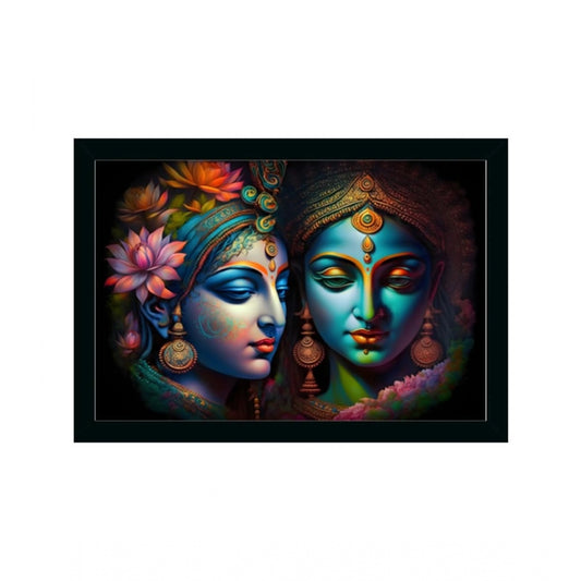 Amfyn Radha Krishna Painting with Synthetic Photo Frame (Multicolor)