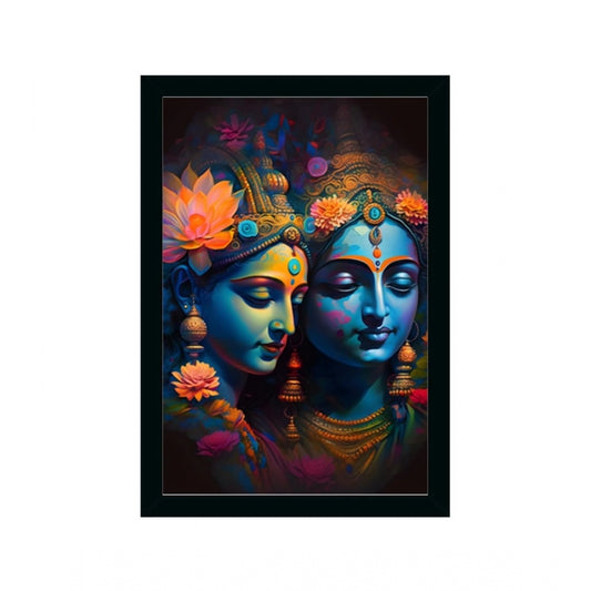 Amfyn Radha Krishna Painting with Synthetic Photo Frame (Multicolor)