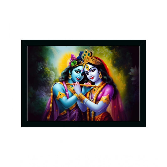 Amfyn Radha Krishna Painting with Synthetic Photo Frame (Multicolor)