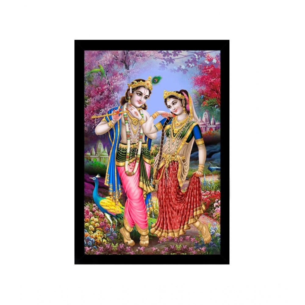 Amfyn Radha Krishna Painting with Synthetic Photo Frame (Multicolor)
