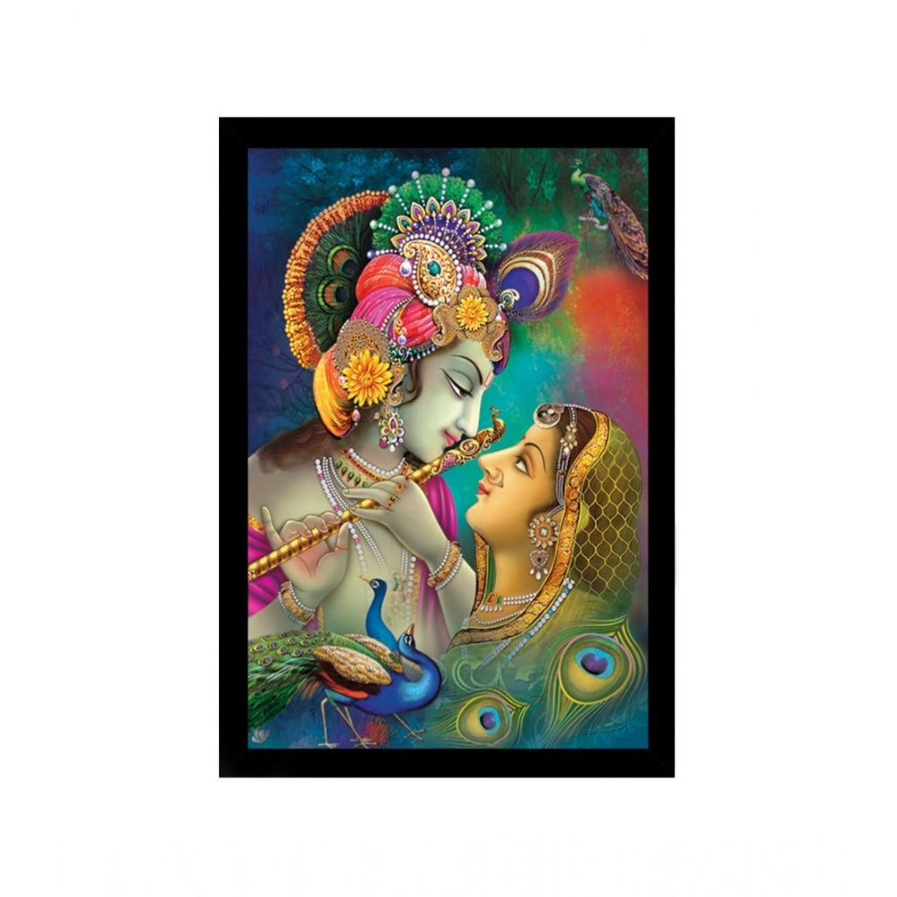 Amfyn Radha Krishna Painting with Synthetic Photo Frame (Multicolor)