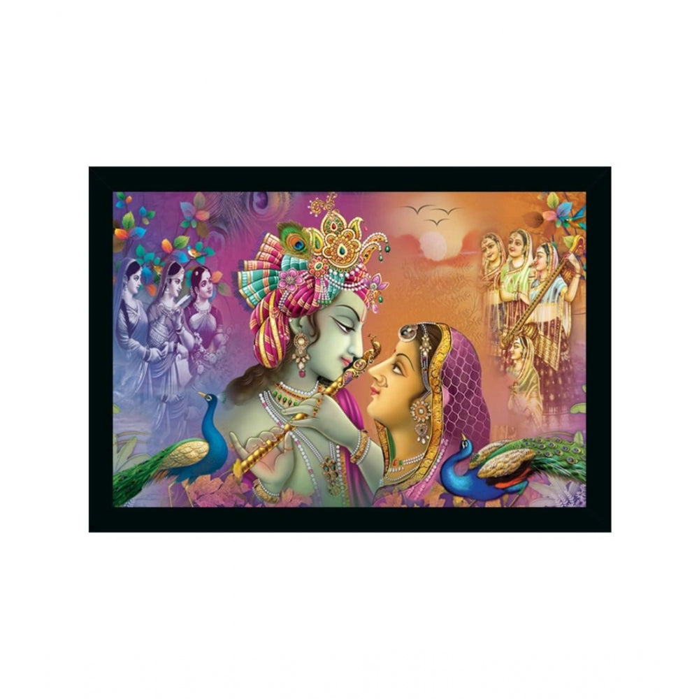 Amfyn Radha Krishna Painting with Synthetic Photo Frame (Multicolor)