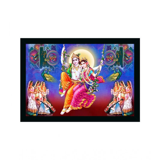 Amfyn Radha Krishna Painting with Synthetic Photo Frame (Multicolor)