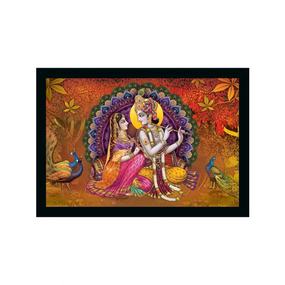 Amfyn Radha Krishna Painting with Synthetic Photo Frame (Multicolor)