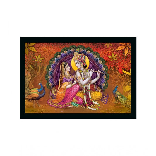 Amfyn Radha Krishna Painting with Synthetic Photo Frame (Multicolor)