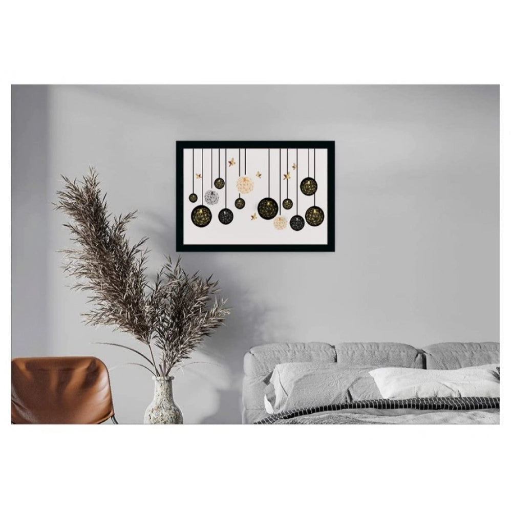 Amfyn Flower Painting Vinyl Sparkle Coated with Synthetic Photo Frame (Multicolor)