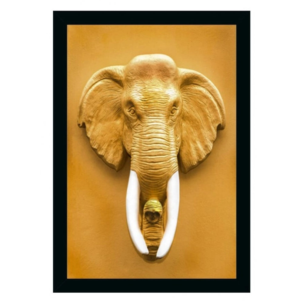 Amfyn Elephant Painting Vinyl Sparkle Coated with Synthetic Photo Frame (Multicolor)