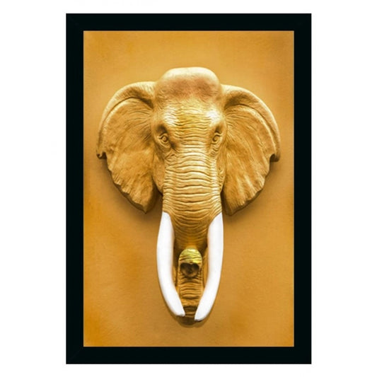 Amfyn Elephant Painting Vinyl Sparkle Coated with Synthetic Photo Frame (Multicolor)