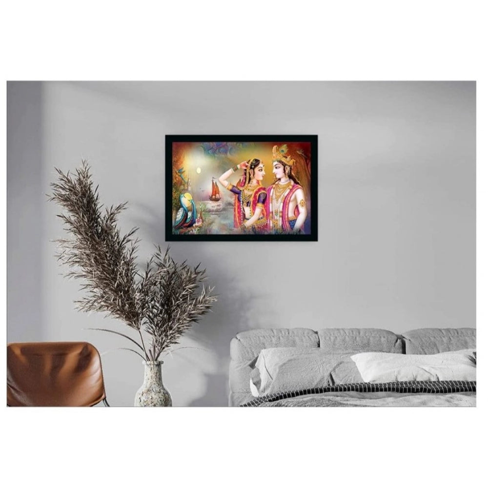 Amfyn Radha Krishna Painting with Synthetic Photo Frame (Multicolor)