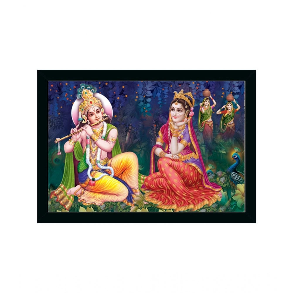 Amfyn Radha Krishna Painting with Synthetic Photo Frame (Multicolor)