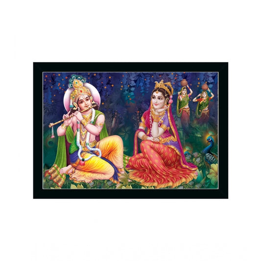 Amfyn Radha Krishna Painting with Synthetic Photo Frame (Multicolor)