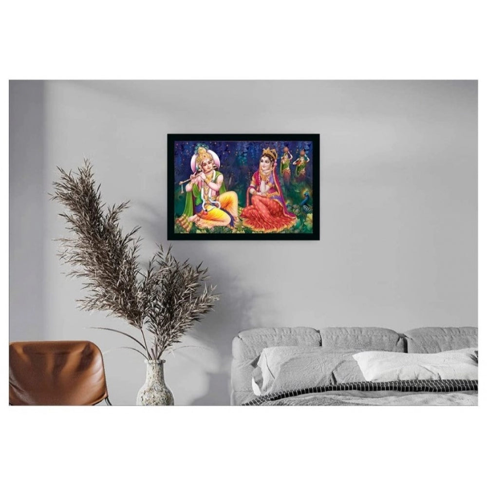 Amfyn Radha Krishna Painting with Synthetic Photo Frame (Multicolor)