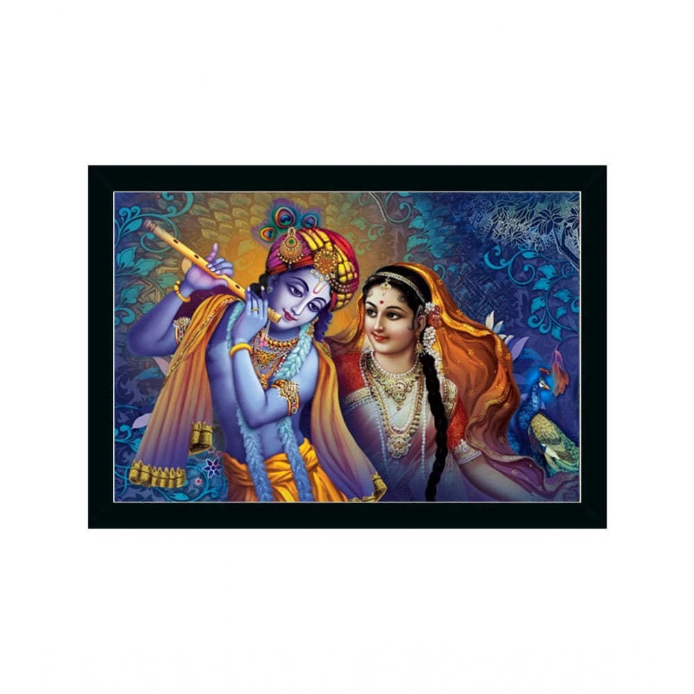Amfyn Radha Krishna Painting with Synthetic Photo Frame (Multicolor)