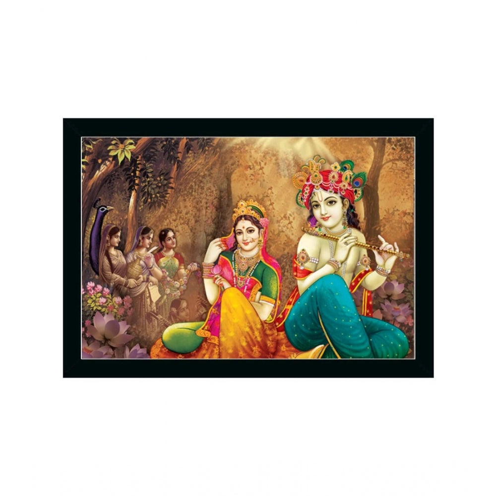 Amfyn Radha Krishna Painting with Synthetic Photo Frame (Multicolor)