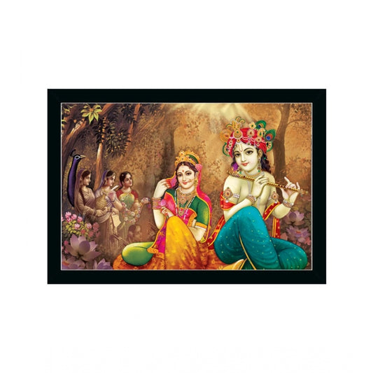 Amfyn Radha Krishna Painting with Synthetic Photo Frame (Multicolor)