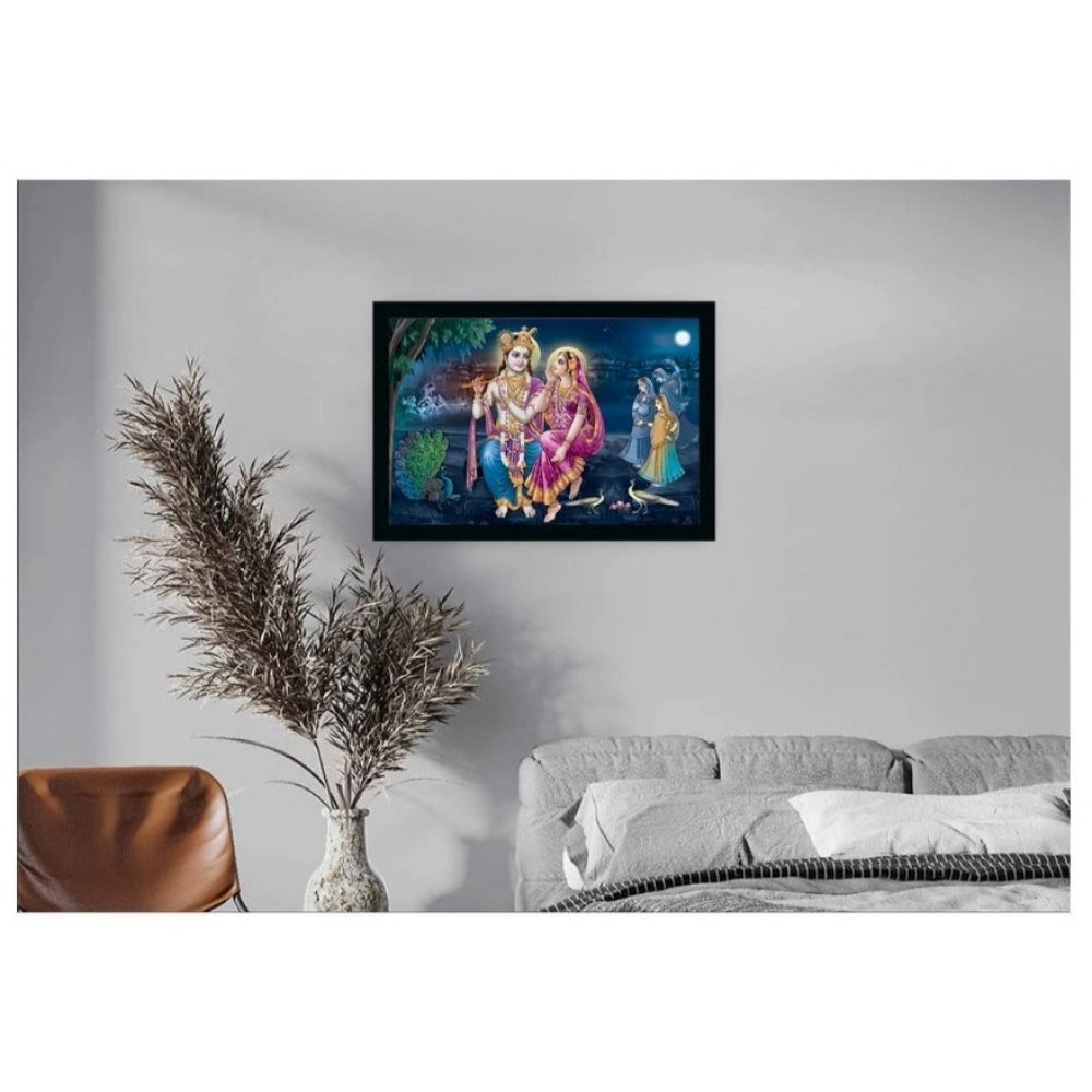 Amfyn Radha Krishna Painting with Synthetic Photo Frame (Multicolor)
