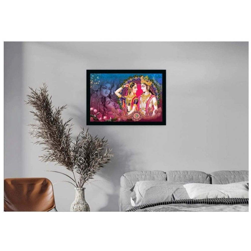 Amfyn Radha Krishna Painting with Synthetic Photo Frame (Multicolor)