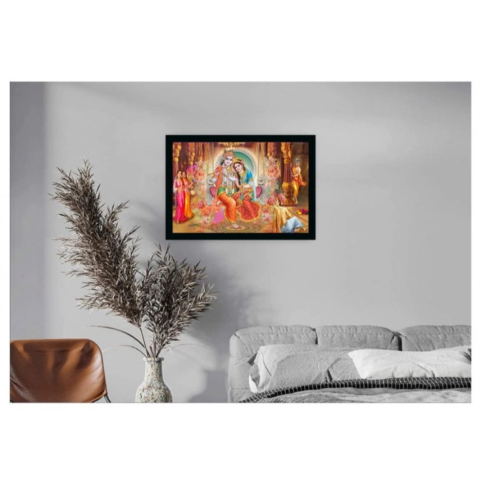 Amfyn Radha Krishna Painting with Synthetic Photo Frame (Multicolor)