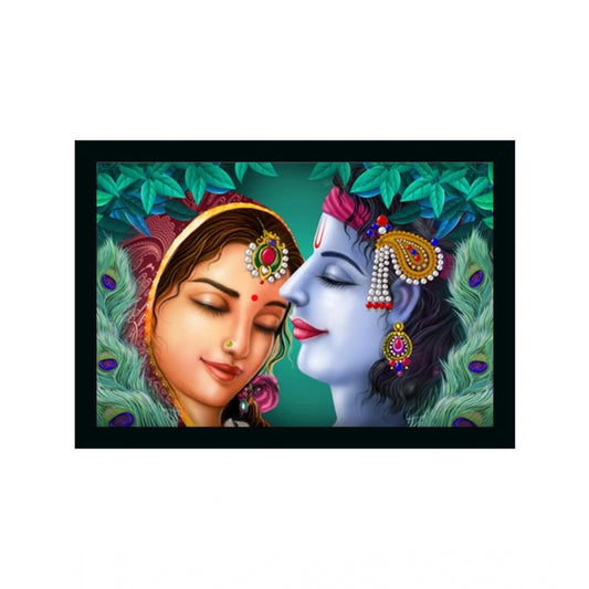Amfyn Radha Krishna Painting Vinyl Sparkle Coated with Synthetic Photo Frame (Multicolor)
