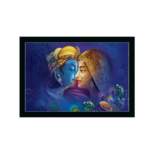 Amfyn Radha Krishna Painting with Synthetic Photo Frame (Multicolor)