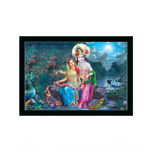 Fashion Radha Krishna Painting with Synthetic Photo Frame (Multicolor)