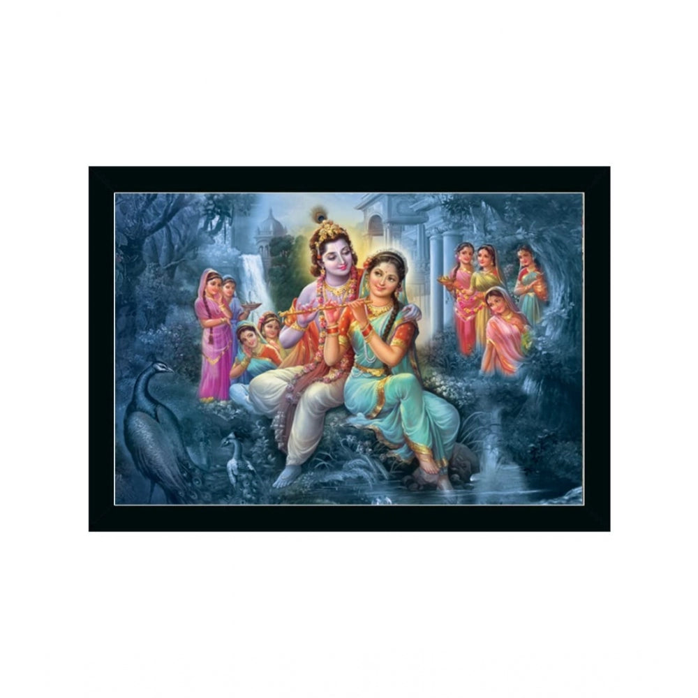 Fashion Radha Krishna Painting with Synthetic Photo Frame (Multicolor)