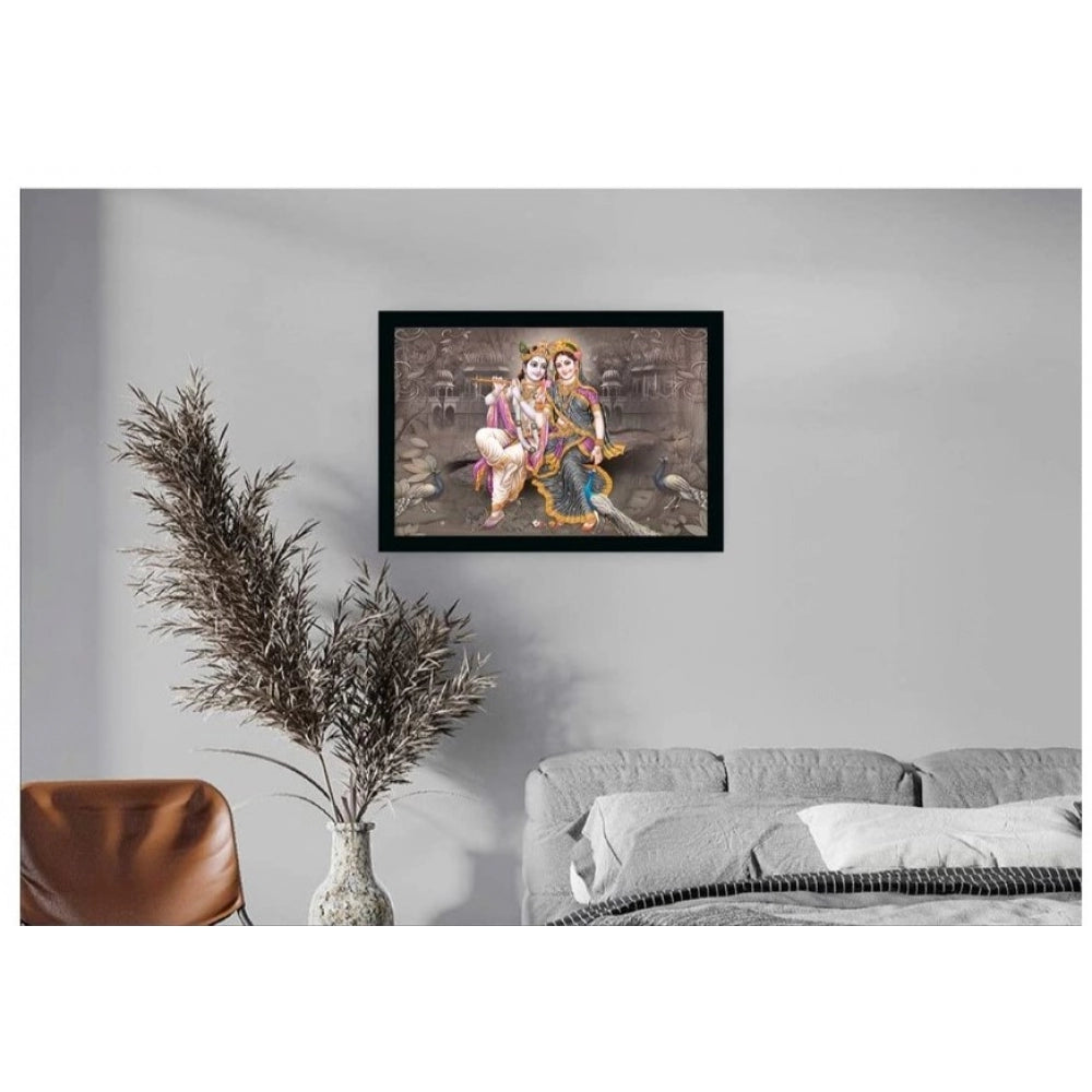 Fashion Radha Krishna Painting with Synthetic Photo Frame (Multicolor)