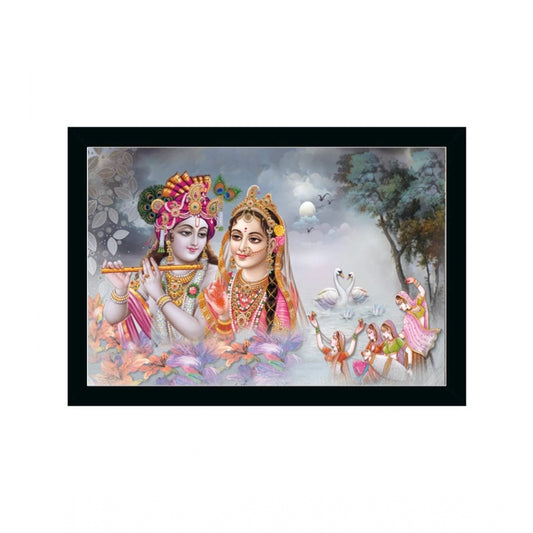 Fashion Radha Krishna Painting with Synthetic Photo Frame (Multicolor)