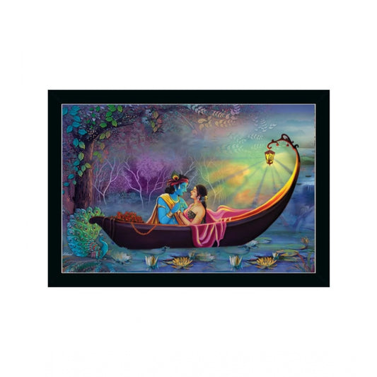 Fashion Radha Krishna Painting with Synthetic Photo Frame (Multicolor)