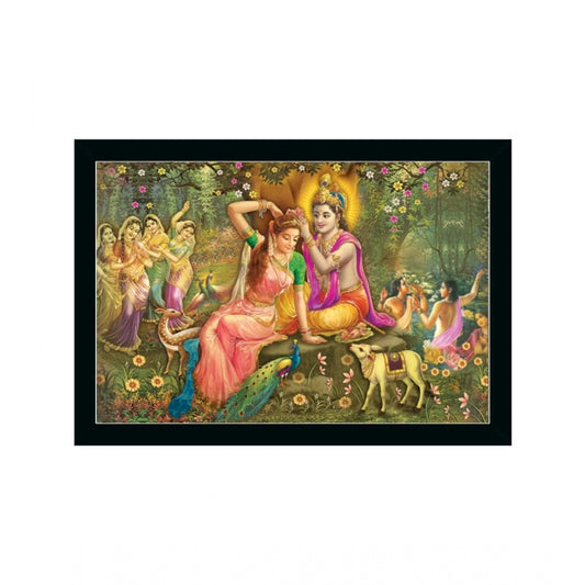 Amfyn Radha Krishna Painting with Synthetic Photo Frame (Multicolor)